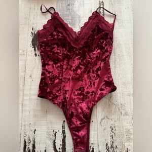 Maroon Velvet Bodysuit